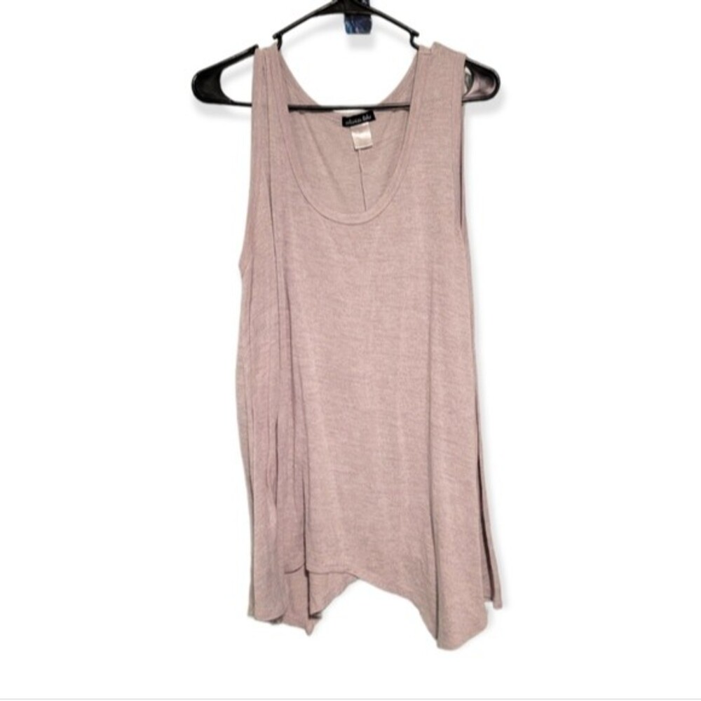 Olivia Blu Taupe Knit Sleeveless Top Sharkbite Hem Size 2X